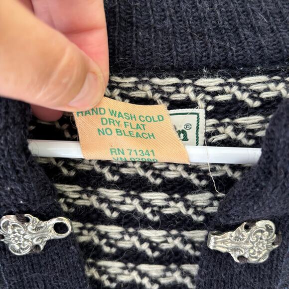VTG L.L. Bean Women's Birdseye Nordic Fisherman Sweater Made in Norway Size M - Picture 5 of 7